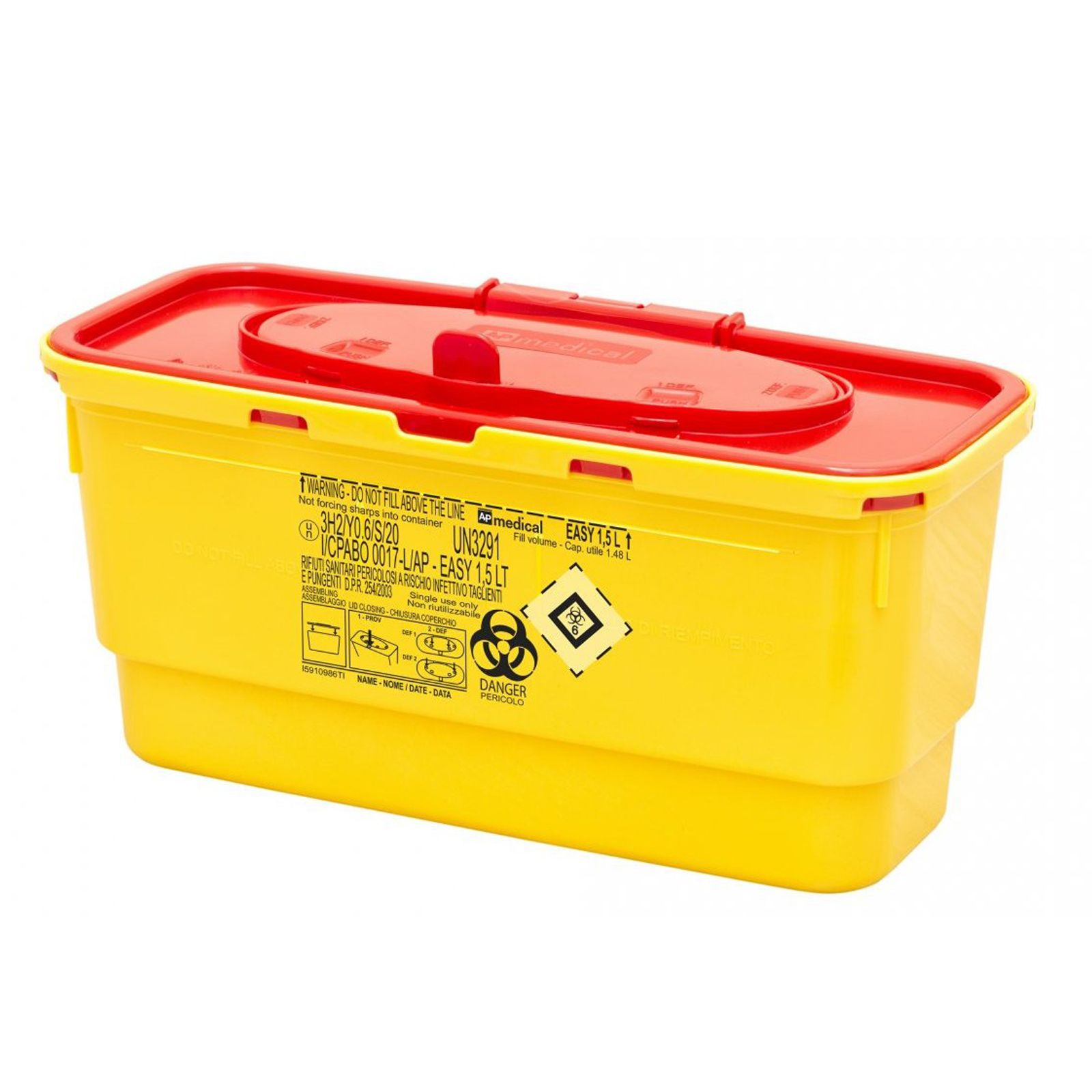 EASY Контейнер для збору та утилізації голок і медичних відходів ємкість 1,5 л. (з PP, квадратний)